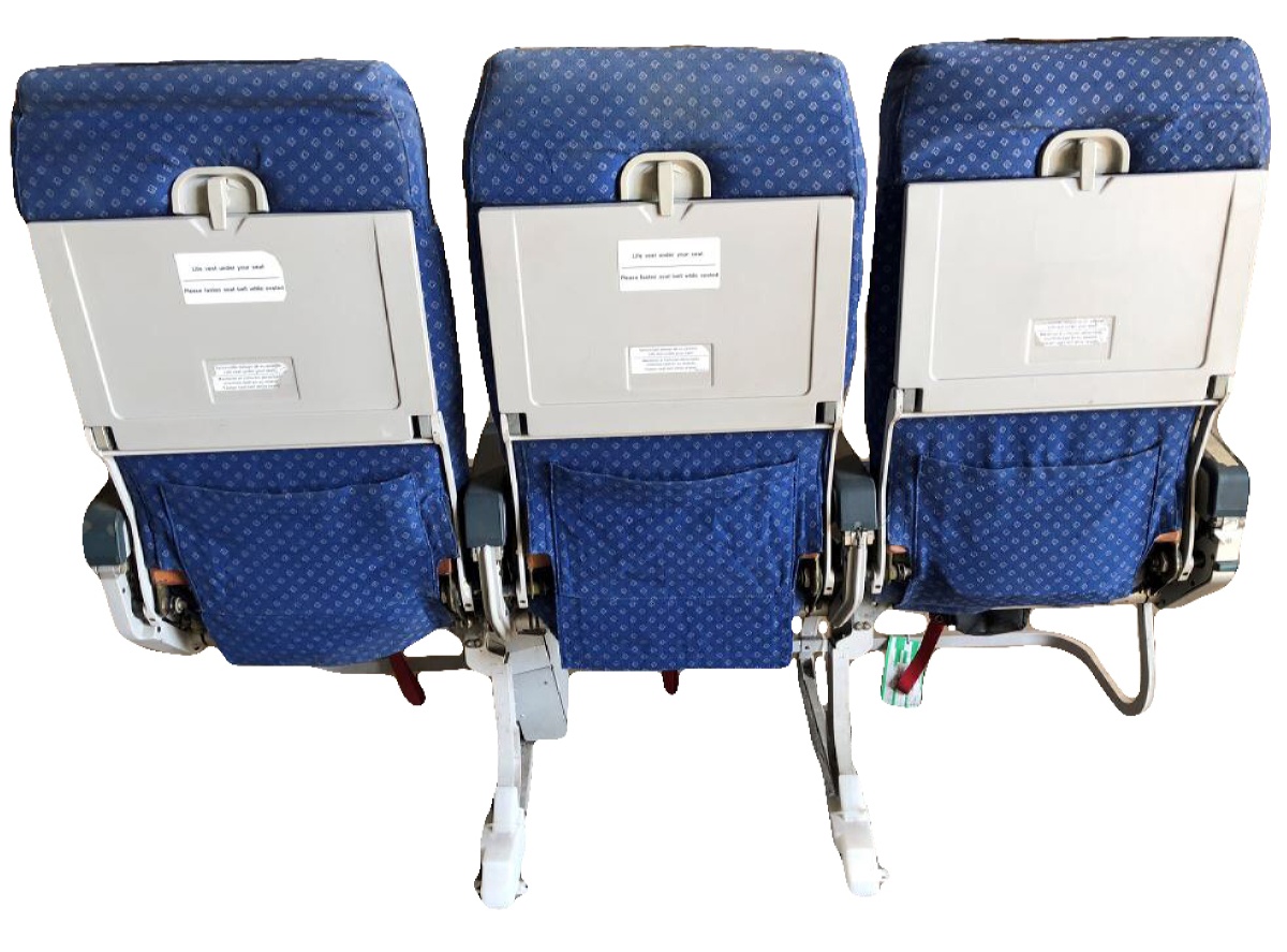 Blue Material Economy Class Seats Back