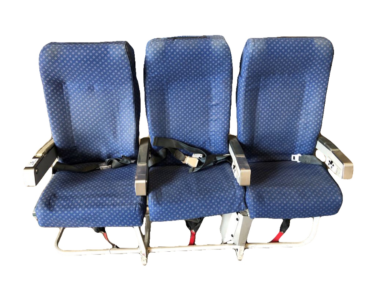 Blue Material Economy Class Seats Front