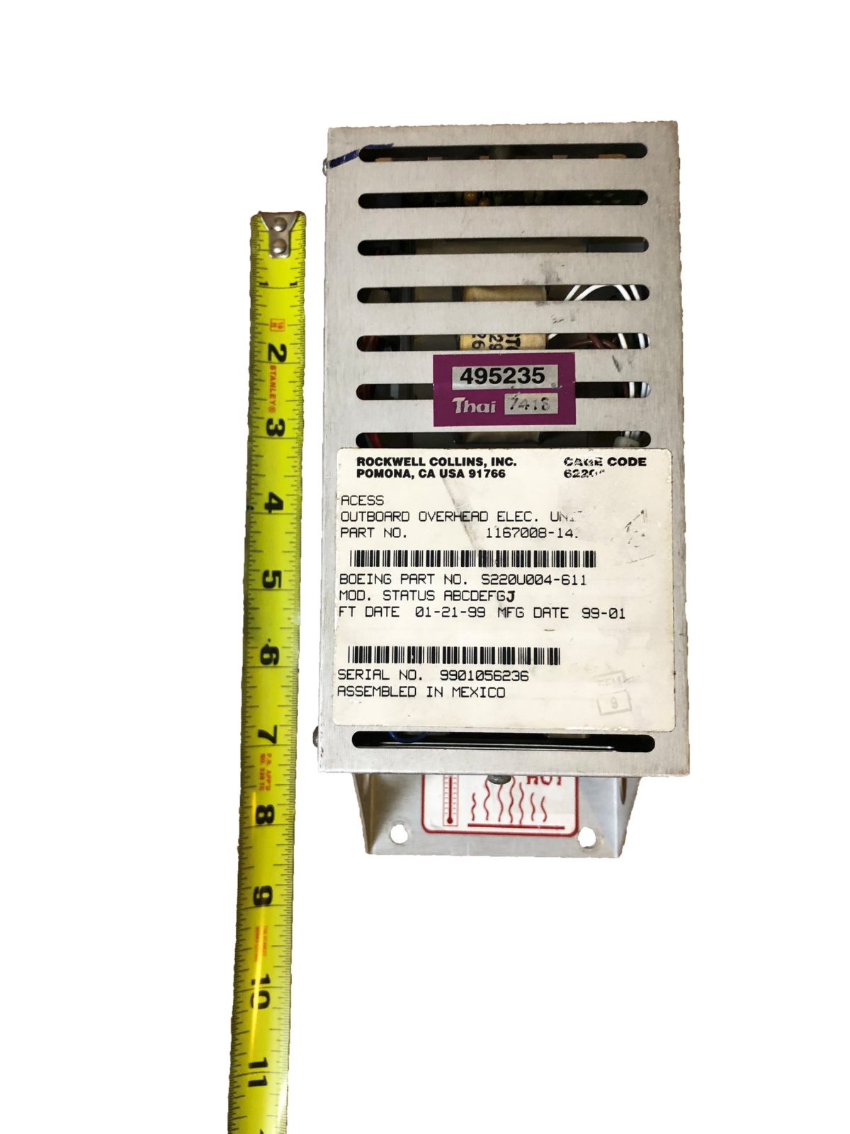 Outboard Overhead Electrical Unit Top Measure