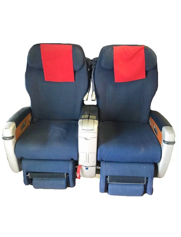 SAS A340 Navy Blue   Red Headrest Cover Business Class Seats Front